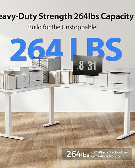 Agilestic Triple Motors 73" x 60" L Shaped Standing Desk, Electric Standing Desk Adjustable Height, Extra Large Desktop Corner Table for Home Office, Gaming Workstation, Splice Board, White