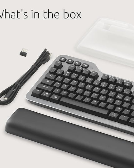 Kensington MK7500F Silent Mechanical Keyboard – Full Size, Wireless, Backlit, Rechargeable Battery, Customizable Keys, Spill-Proof, Includes Wrist Rest, Windows & macOS