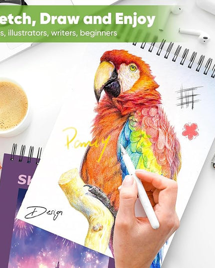 Soucolor 9"x12" Sketch Book for Women Sketch Book, 100 Sheets (68lb/100gsm) Drawing Paper, Art Supplies for Adults, 1-Pack