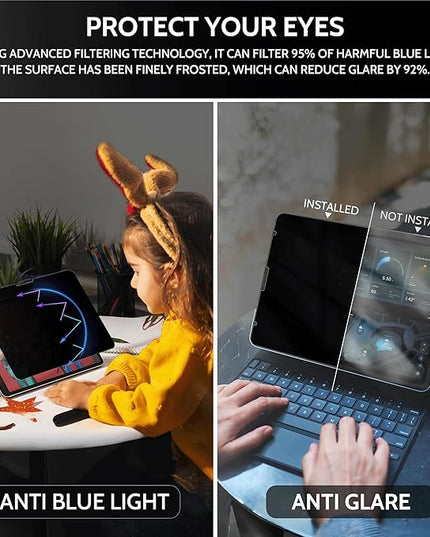 Peslv 360° Privacy Screen for iPad Air 13 Inch 2024/2025 (M2/M3, 6th/7th Gen), Anti Glare Blue Light Spy Filter Private Cover, High Sensitive Bubble-Free Easy Install Black Security Protector