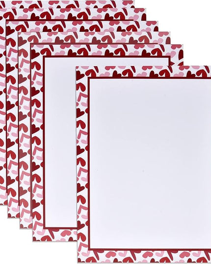 Gift Boutique - 100 Valentines Day Stationary Paper 8.5" X 11" Valentine Hearts Stationery Letterhead with Border for Writing Letters, Poems, Printing Invitation, Valentines Heart, Printable Papers