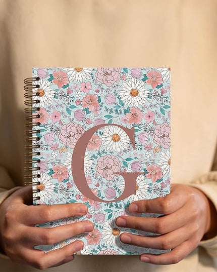 Vintage Floral Personalized Notebook, Initial Letter G Notebook Journal ,Vintage Flower Notebook for Work School Office Supplies,,Monogrammed Notebook for Women Teen Girl,Back to School Supplies 5.5 x 8.3