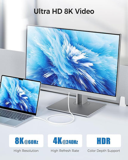 Cable Matters [Intel Certified] 40Gbps Thunderbolt 4 Cable 3.3ft with 8K Video and 240W Charging in White - 1m, Compatible with USB4, Thunderbolt 3 Cable and USB-C