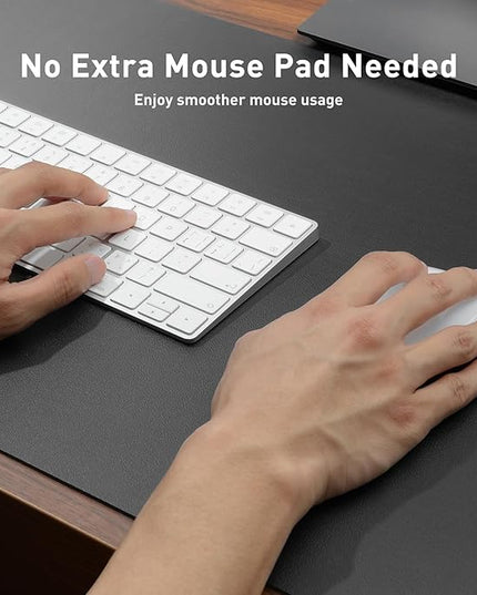 Aothia Leather Desk Pad Protector, Mouse Pad, Office Desk Mat, Non-Slip PU Leather Desk Blotter, Laptop Desk Pad, Waterproof Desk Writing Pad for Office and Home (48"x17", Gray)