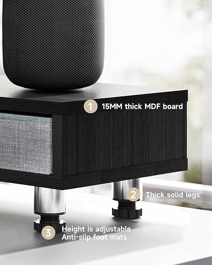 Fenge Dual Monitor Stand with 2 Drawers, 42.5 Inches Large Computer Riser for Desk, Adjustable Height Desk Shelf with Storage for Laptop, PC, TV, Printer