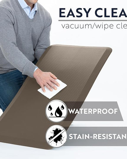 KANGAROO Thick Ergonomic Anti Fatigue Mats for Kitchen Floor, Cushioned Standing Office Desk Mat, Waterproof Scratch Resistant Topside, Supportive All Day Comfort Padded Foam Rugs, 20x32, Cappuccino