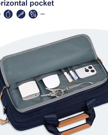 MOSISO Laptop Shoulder Messenger Bag, Computer Bag, Briefcase with Front Rectangle&Horizontal Pockets&Belt
