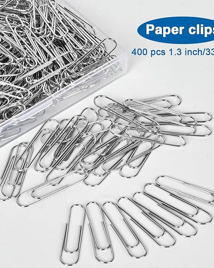 400 Pcs Medium Paper Clips,1.3 inch Smooth Paperclips Metal Paper Clip for Office, School and Teacher Supplies.
