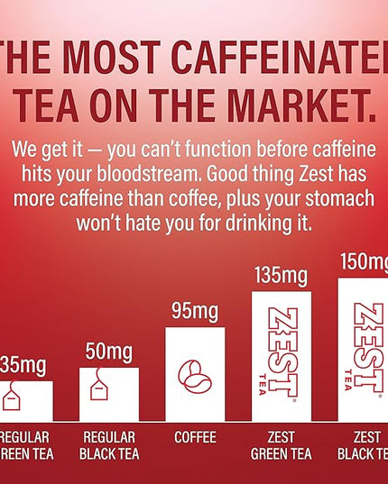 Zest Cinnamon Apple Spice Energy Tea – High Caffeine Black Tea Bags for Focus, Clarity & Morning Energy – Natural Non-GMO Caffeinated Breakfast Tea – Cozy Fall Focus Tea with 150mg Caf – 15Ct Box