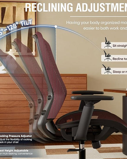 ELABEST T96 Mesh Office Chair,Ergonomic Computer Desk Chair,Sturdy Task Chair- Adjustable Lumbar Support & Armrests,Tilt Function,Comfort Wide Seat,Swivel Home Office Chair