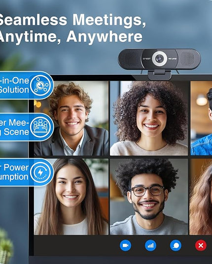EMEET C980 PRO 3-in-1 4K Webcam with Microphone and Speaker, 60°-98° Wide Angle Webcam w/ 4 Noise Cancel Mics, 2 Speakers, Fixed Focus, Magnetic Privacy Cover, Great for Group and Personal Video Calls