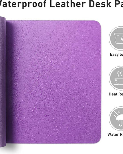 Aothia Leather Desk Pad Protector, Mouse Pad, Office Desk Mat, Non-Slip PU Leather Desk Blotter, Laptop Desk Pad, Waterproof Desk Writing Pad for Office and Home (23.6" x 13.7", Iris Violet)