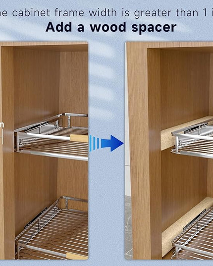 KIKIBRO Pull Out Drawer Cabinet Organizer, Expandable Slide Out Storage Shelves - Heavy Duty, Durable and Smooth Slide-Out, 17" x 28" Wide x 22.5" Deep, 1 Pack