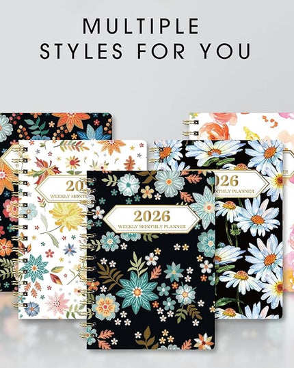 Ymumuda 2026 Planner, Daily Weekly and Monthly Planner，Jan 2026 - Dec 2026, 8.4" x 6.3", 2026 Calendar Planner Book with Tabs, Spiral Notebook with Inner Pocket for Office Home School Supplies