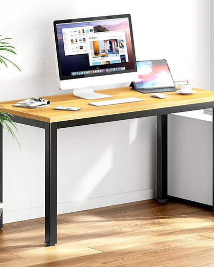 DlandHome 47 inches Medium Computer Desk, Composite Wood Board, Decent and Steady Home Office Desk/Workstation/Table, BS1-120TB Teak and Black Legs, 1 Pack