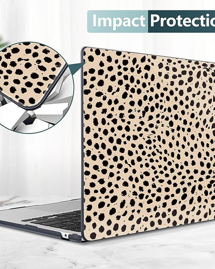 DONGKE for M4 MacBook Air 13.6 Inch Case 2025 2024 2023 2022 Model A3240 A3113 A2681 M3 M2 Chip, Plastic Hard Shell Case Cover with Touch ID for MacBook Air 13 Inch M4 - Cheetah Spots