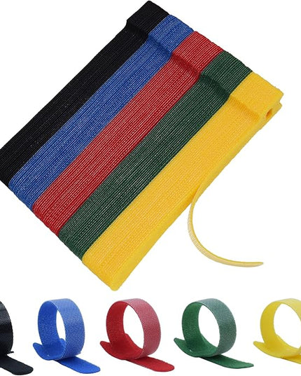 100pcs Cable Ties Reusable Rainbow Color Wire Ties Cable Management Cord Ties Reusable for Electronics Hook and Loop Cable Ties for Computer 6 Inch with 5 Colors