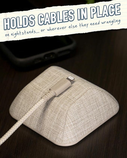 Smartish® Magnetic Cord Holder - Cable Wrangler Organizer Stocking Stuffer with Magnet Clips for Charger Management on Desktop, Nightstand for USB-C + Lightning - Lightly Toasted Beige