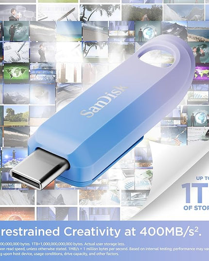 SanDisk 1TB Creator USB-C Flash Drive - Up to 400MB/s, USB Type-C – Compatible with Laptops and Tablets- 3 Months of Adobe Lightroom Included - SDCZ75C-1T00-G46