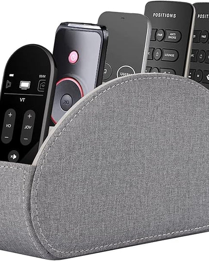 RHCSZ Remote Control Holder,TV Remote Caddy/Box with 5 Compartments,Bedside Table Organizer for Controller,Glasses,makeup brushes,jewelry and Media Player,Pen/Pencil Storage (Grey)