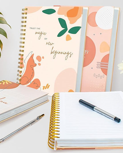 Hardcover Spiral Journal, 10.25" x 7.25", 300 Pages Large College Ruled Notebook for Women, Ideal for Writing, Journaling, Note-Taking, Work, Back to School Gifts for Students