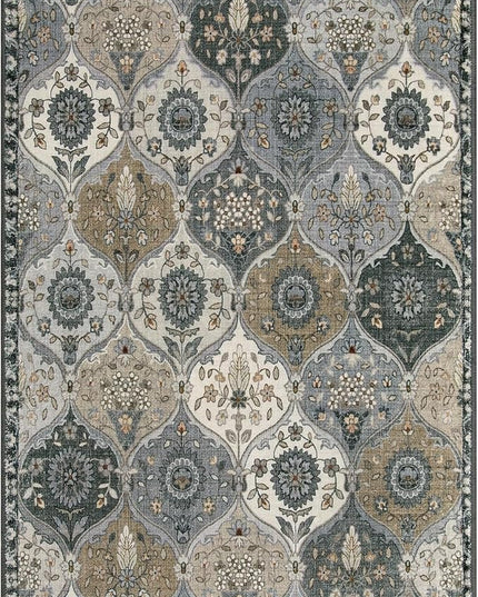 Lahome Moroccan Washable Living Room Rug, 5x8 Rugs for Bedroom Dining Room, Soft Non-Slip Non Shedding Boho Distressed Throw Carpet for Nursery Office, Grey