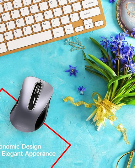 memzuoix 2.4G Wireless Mouse, 1400 DPI Mobile Optical Cordless Mouse with USB Receiver, Portable Computer Mice Wireless Mice for Laptop, PC, Desktop, MacBook, 5 Buttons (Gunmetal)