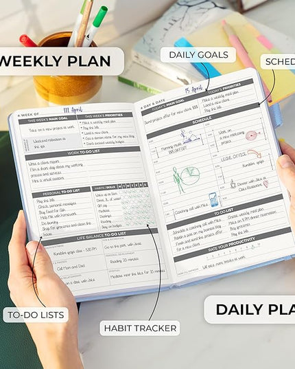 Clever Fox Daily Planner – Undated Planning Notebook with Hourly Schedule & To-Do List – Personal Day Task & Work Organizer, 6 Months (Periwinkle)