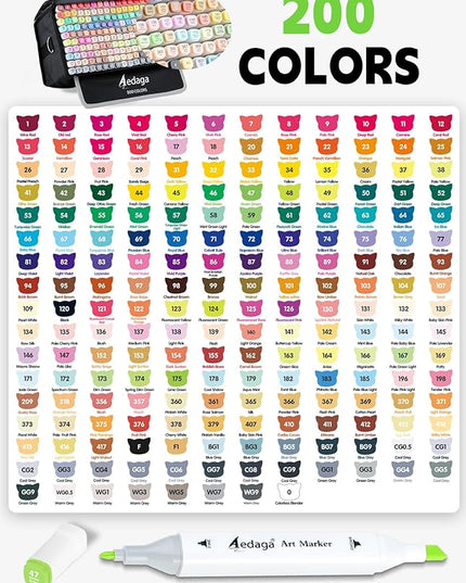 200 Colors Alcohol Markers with Free App, Dual Tip Art Marker with Kickstand Case for Artists Adults. Alcohol Based Markers for Coloring Painting Sketching and Drawing, Great Gift
