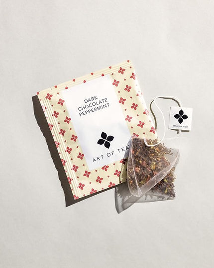 Art of Tea | Dark Chocolate Peppermint Dessert Tea | Organic Black Tea | 50 Eco Friendly Pyramid Tea Bag Sachets