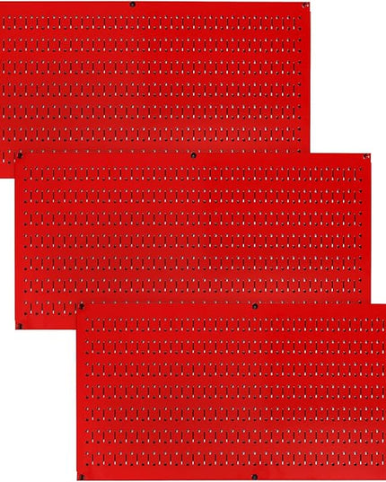 Wall Control Pegboard Value Pack - (3) Pack of Wall Control 16-Inch Tall x 32-Inch Wide Horizontal Red Metal Wallboards for Home & Garage Tool Storage Organization (Red Pegboard)