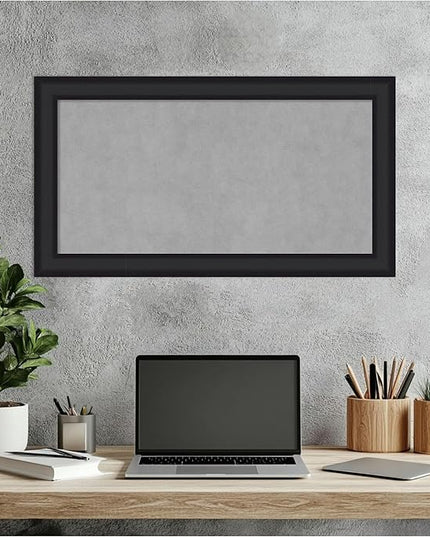 Amanti Art Black Framed Magnetic Board 15x27 Small Vision Board for use with Magnets, 100% Metal Sheet to Display Items as Office Decor or for Home Organization in mudroom, Kitchen or Kids Room