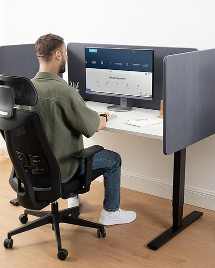 Progressive Desk Privacy Acoustic Panel 59″ - Desk Divider - 59 Inch Sound Proof Dividers - Dark Gray