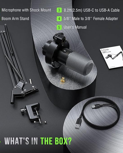 FIFINE K688 Podcast Microphone Kit, USB/XLR Dynamic Microphone with Boom Arm for PC/XLR Mixer, Gaming Mic with Mute Button, Headphone Jack for Vocal, Voice-Over, Streaming, Music Recording -K688CT