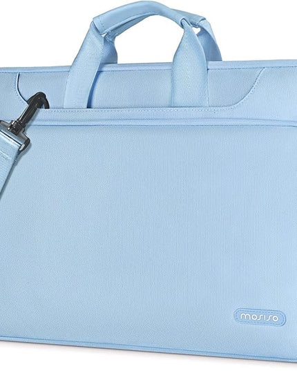 MOSISO 360 Protective Laptop Shoulder Bag Compatible with MacBook Air/Pro, 13-13.3 inch Notebook, Compatible with MacBook Pro 14 inch M5 M4 M3 M2 M1,Matching Color Sleeve with Belt, Airy Blue