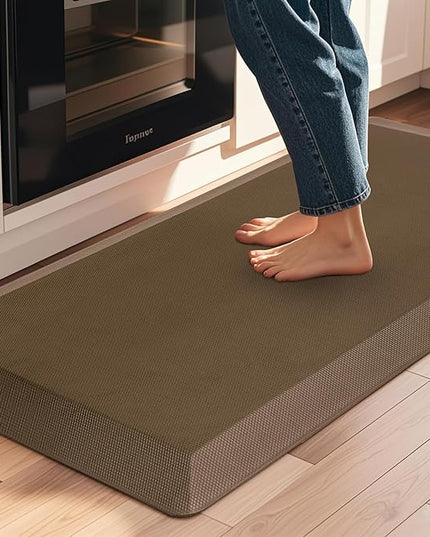 Anti Fatigue Kitchen Mats for Floor, Brown 9/10 Extra Thick Cushioned Standing Desk Mat, Comfort Memory Foam Ergonomic Kitchen Rugs and Mats Non-Slip Waterproof for Office, Kitchen, Sink, 20" x 39"