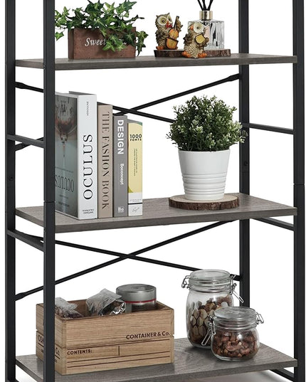CAPHAUS 3 Tier Small Bookshelf, 24 Inch Width Free Standing Shelf, Bookcase Shelf Storage Organizer, Industrial Book Shelves for Home Office, Living Room, Dark Grey Shelves & Metal Frame