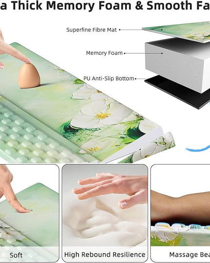 Ospelelf Keyboard Wrist Rest Pad, Comfy Ergonomic Keyboard Stand Holder, Office Desk Accessories, Work from Home Essentials, Anemone Pattern