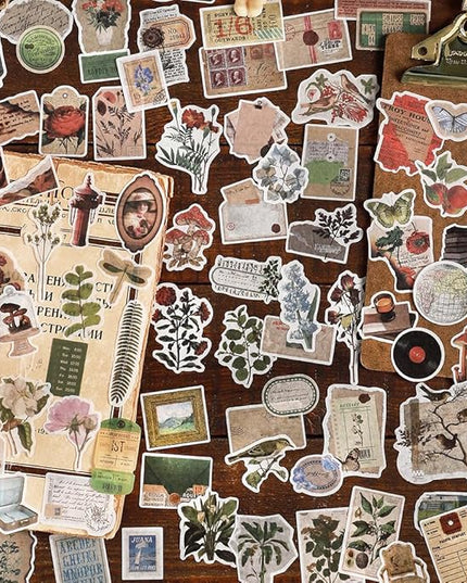 Maxleaf Vintage Washi Sticker Set, 400PCS Floral Retro Nostalgic Ephemera Stickers for Scrapbooking Journaling DIY Crafts Planner Diary Album Handmade Work Journal Envelope Gift Wrapping
