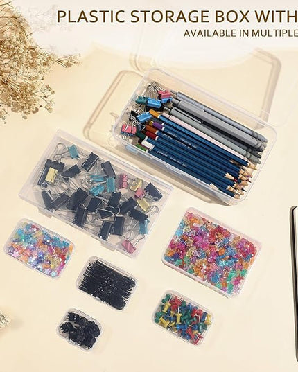 Clear Plastic Storage Containers, Mini Rectangular Organizer Boxes with Hinged Lids, 36 Pack Mixed Sizes, for Beads, Jewelry, Art Craft