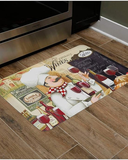 J&V TEXTILES Anti Fatigue Cushioned Comfort Mat, Ergonomically Durable, Supportive, Padded, Thick and Washable, Stain-Resistant, Kitchen, Garage, Office Standing Desk Mats (Vino Chef)*