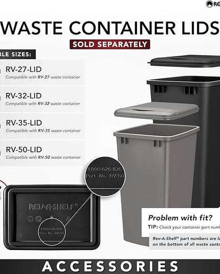 Rev-A-Shelf Double Trash Can Under Kitchen Cabinets Pullout, 35 Quart 8.75 Gallon with Soft-Close Slides, White, 53WC-1835SCDM-211
