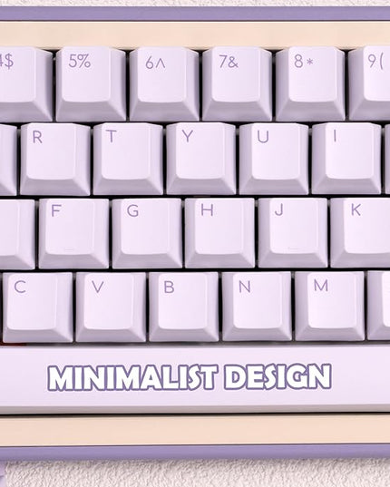 Minimalist Cute PBT Keycap, Light Purple Cherry Profile Custom Key Cap for Mechanical Gaming Keyboard, 145 Keys Dye Sublimation Keycap Set