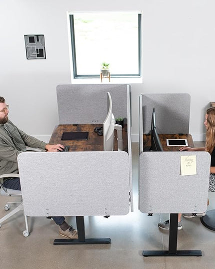 VIVO Clamp-on/Screw-on 71 x 24 inch Privacy Panel System, Sound Absorbing Cubicle Desk Divider, Acoustic Partition, 2 Panels, Gray, PP-2-V072G