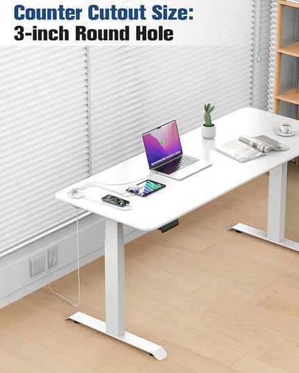 Jgstkcity 65W USB-C Hidden Desktop Power Grommet: 1 AC Outlet,8 USB Charging Ports,3'' Hole Flush Mount Pop-Up Power for Conference Tables & Nightstands (Whtie, 6 FT - 2PCS)