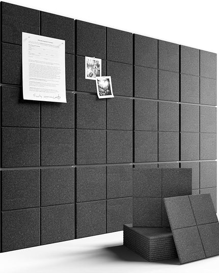 Fluxynara Large Felt Bulletin Board 48" x 36" Cork Board Alternative-12 Pack with 70 Safe Removable Adhesive Tabs, Cork Boards for Walls Cork Board for Home Office Classroom Pin Board-Charcoal Gray