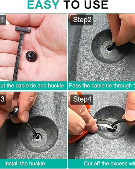 100Pcs Nylon Universal Cable Tie Buckle - New Multifunctional Nylon Zip Ties, Heavy Duty Plastic Rivet T Zip Ties Style, for Daily Maintenance And Fixing Of Automobiles
