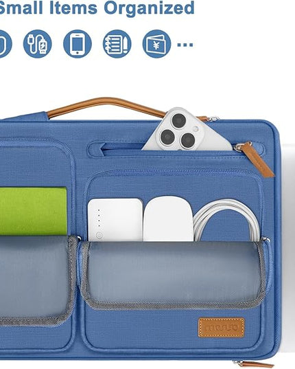 MOSISO 360 Protective Laptop Case 13.3 inch, 13-13.3 inch Laptop Sleeve Compatible with MacBook Air/Pro 13 / Pro 14,HP Dell Acer ASUS,Side Open Carrying Case with 4 Zipper Pockets&Handle, Cadet Blue