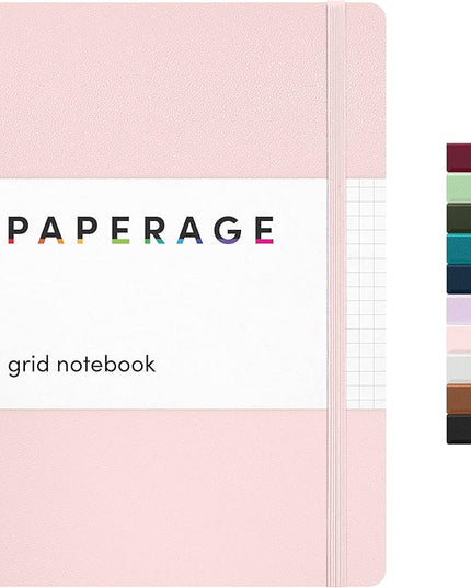 PAPERAGE Graph Paper Journal Notebook, (Blush), 160 Pages, Medium 5.6 in x 8 in - 100 GSM Thick Paper – Hardcover Grid Notebook for Work or School
