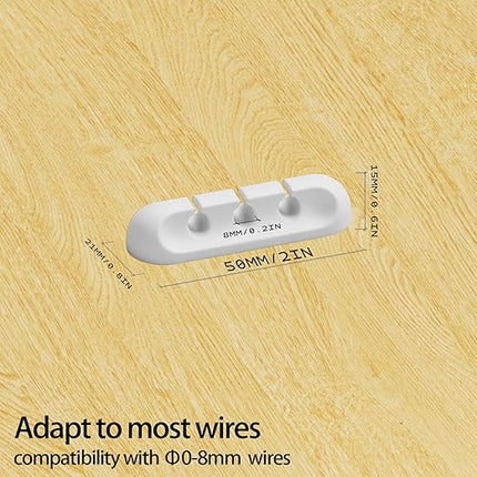 USB Cable Organizer Clips Cord Holder,12 Packs (3-Slots) White Self Adhesive Desk Cord Cable Management